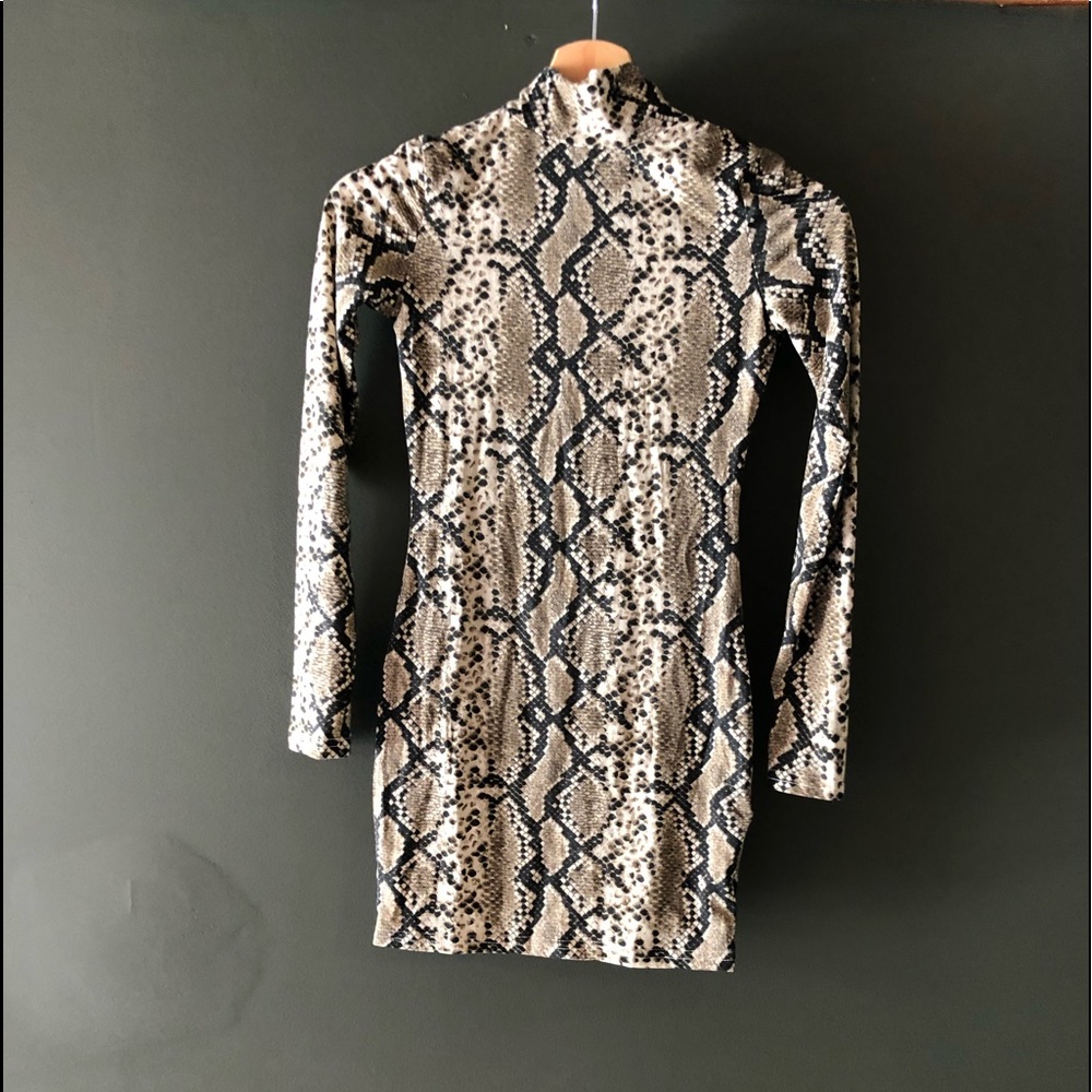 Mock Neck Snake Skin Mini Dress